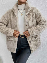 Lux Velvet Wendbarer Cardigan mit Knöpfen vorne Damen