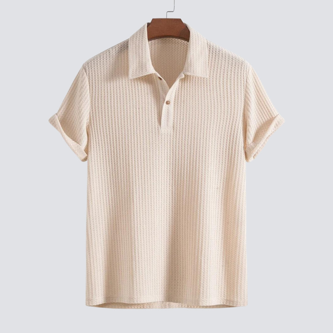 Luxe Waffel-Gemusterter Strick-Polo für einen stilvollen Look
