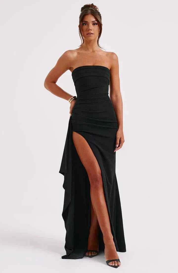 Stacy schulterfreies Maxi-Kleid – elegante, fließende Silhouette