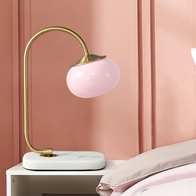 Moderne Designer-Tischlampe aus Glas, Metall, Eisen und Marmor - Elegante Dekoration