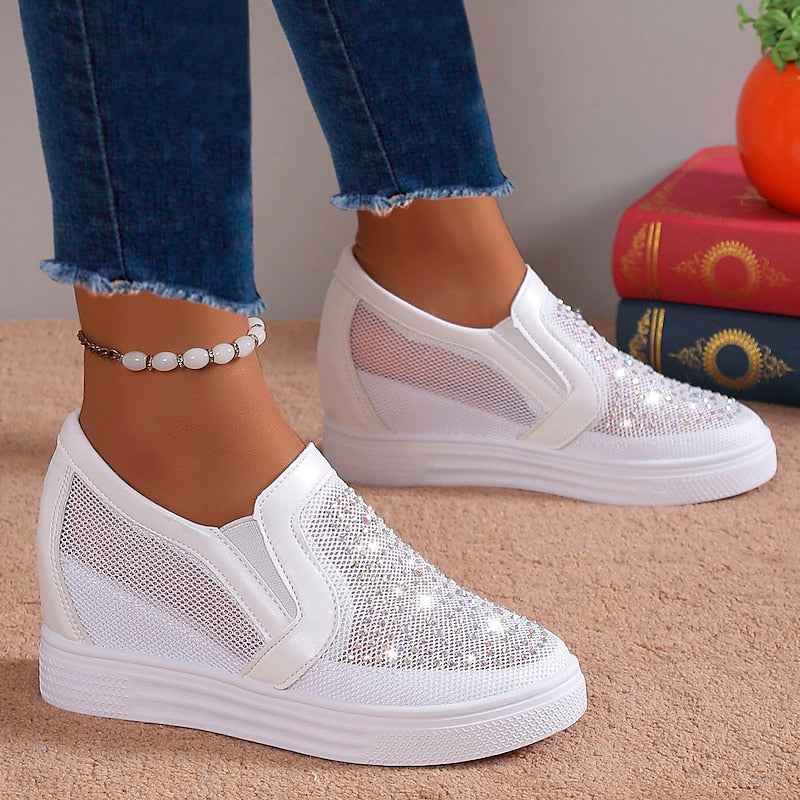Damen-Sneaker mit weißen Kristallverzierungen