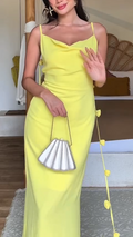 Abito maxi con design senza spalle e spalline floreali senza schiena