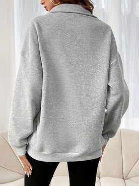 Trendiger und bequemer Halb-Reißverschluss-Pullover Damen