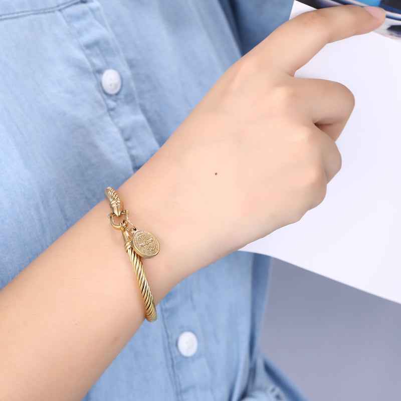 Bedelarmband Heilige Benedictus Goudkleurig - Religieuze Herren/Damen Armband