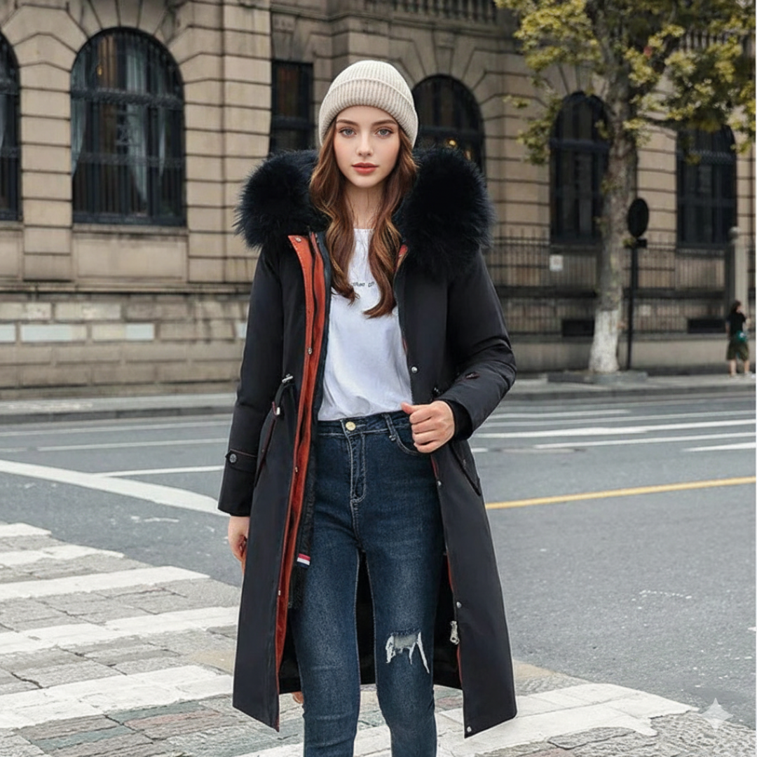 Fionna Damen-Winterjacke mit Kapuze und plüschigem Fellkragen