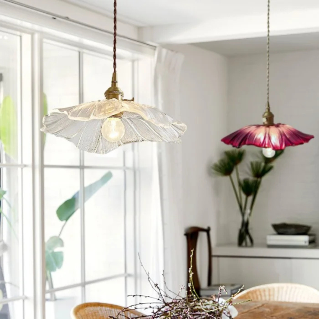 Myloq - Vintage Lotus Design Glas-Hängelampe für eine stilvolle Atmosphäre