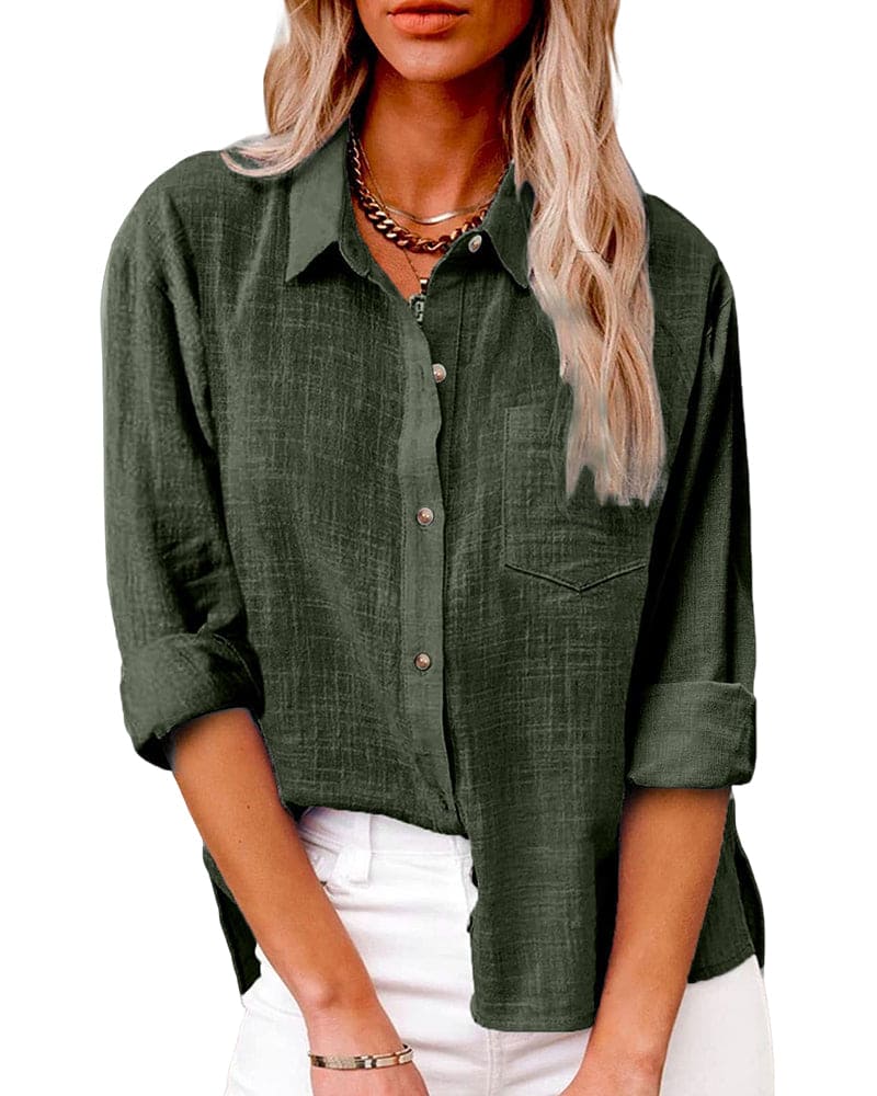 Damen Lockere Bluse - Casual Hemdbluse mit weiter Passform