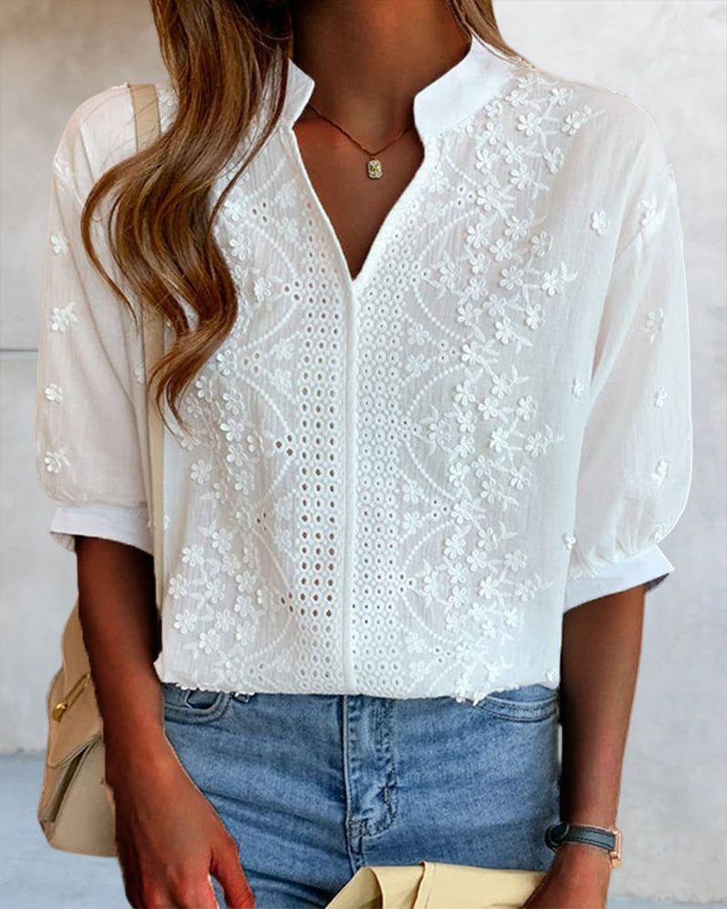 Bluse aus Spitze mit Puffärmeln EMBERLY