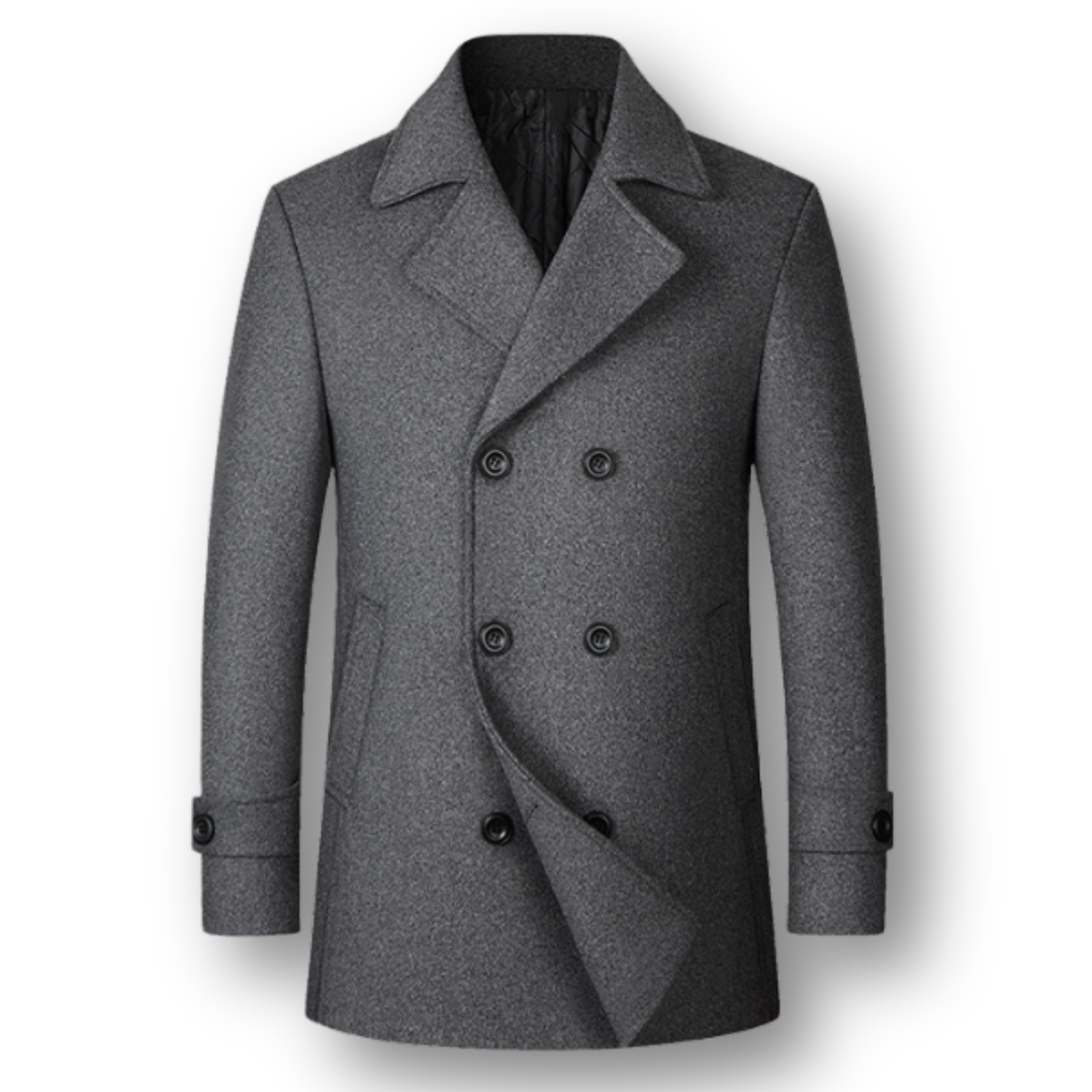 Cappotto elegante doppiopetto in lana premium – stile classico e comfort di prima classe