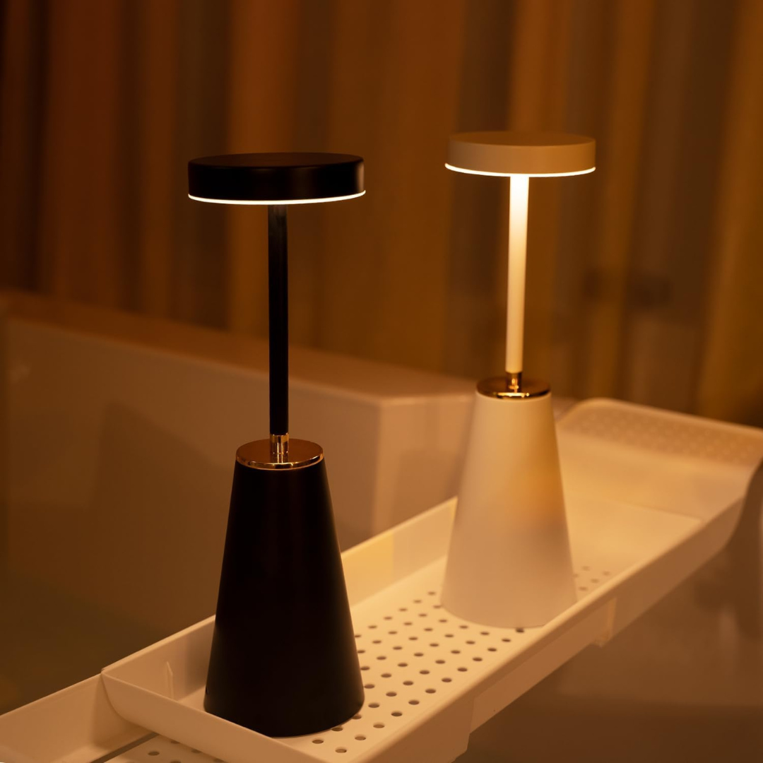 Gleon - Innovativ akkubetriebene kabellose Tisch- und Schreibtischlampe für stimmungsvolles und praktisches Licht