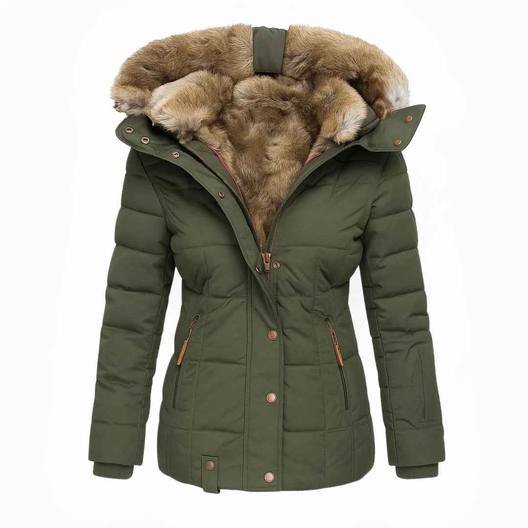 Anna™ Luxurious Cozy Warm Winter Fur Jacket in Green – Plush Comfort for Cold Weather