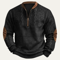 Siena Herrenpullover mit Halbreißverschluss, gemustert, mit Ellbogen-Patches