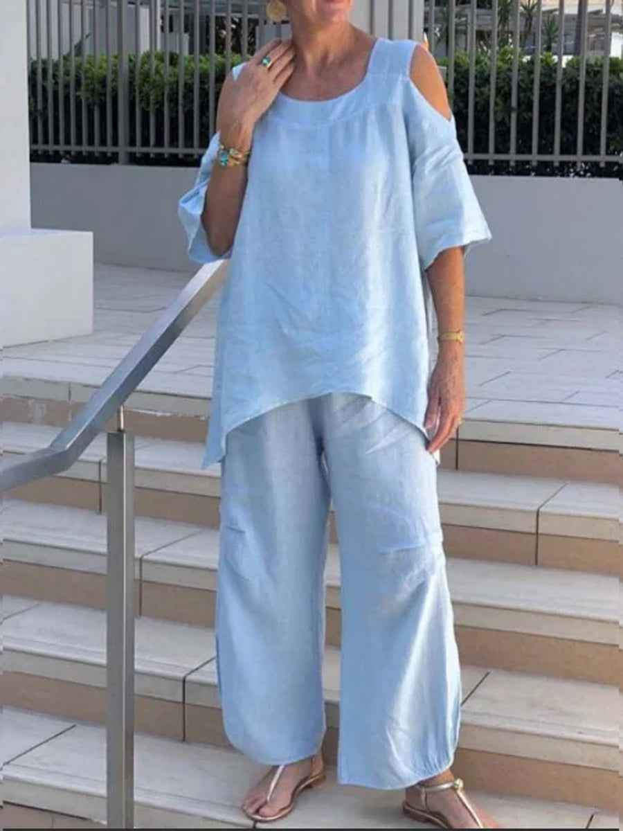 Elegantes Zweiteiler mit kurzen Ärmeln und Pullover