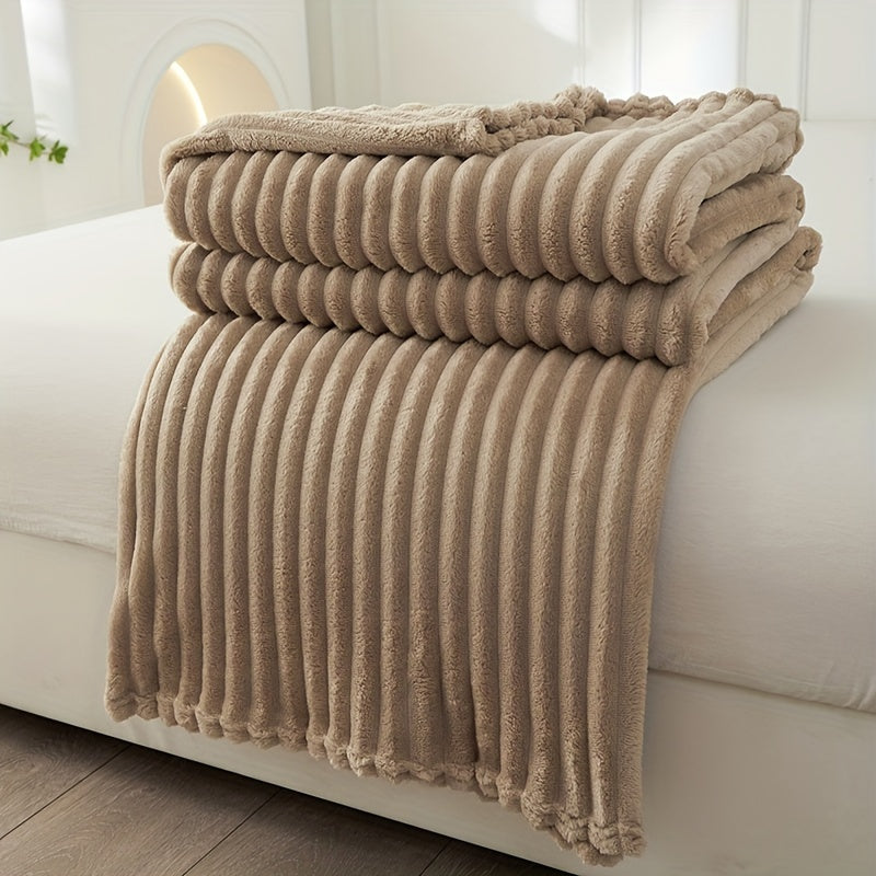 Cirethra Luxuriöse Weiche Plüschdecke mit Elegantem Rippmuster für Zusätzlichen Komfort