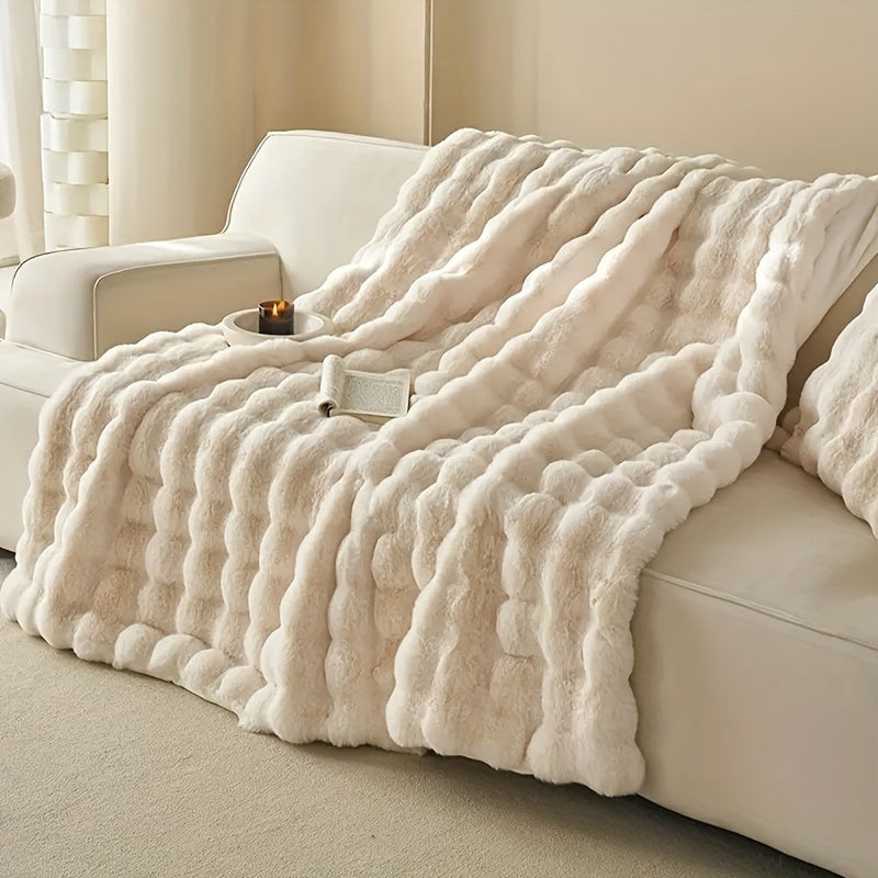 Bubble-Fleece Kuscheldecke - Plüschige Weiche Couchdecke