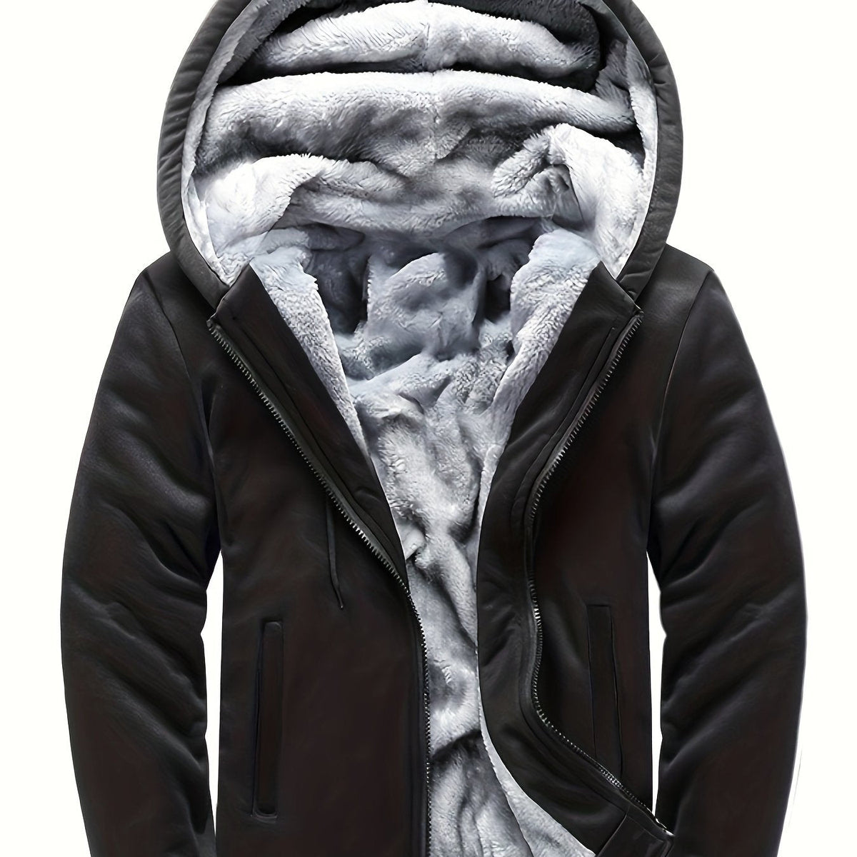 Herren Warme Fleece-Kapuzenjacke im Colorblock-Design