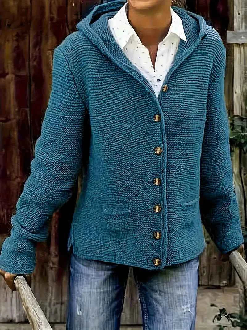 Schicke Langarm-Strickjacke mit Kapuze für elegante Alltagslooks