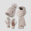 3-in-1 Winterset - Strickmütze, Schal und Touchscreen-Handschuhe