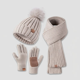 3-in-1 Winterset - Strickmütze, Schal und Touchscreen-Handschuhe