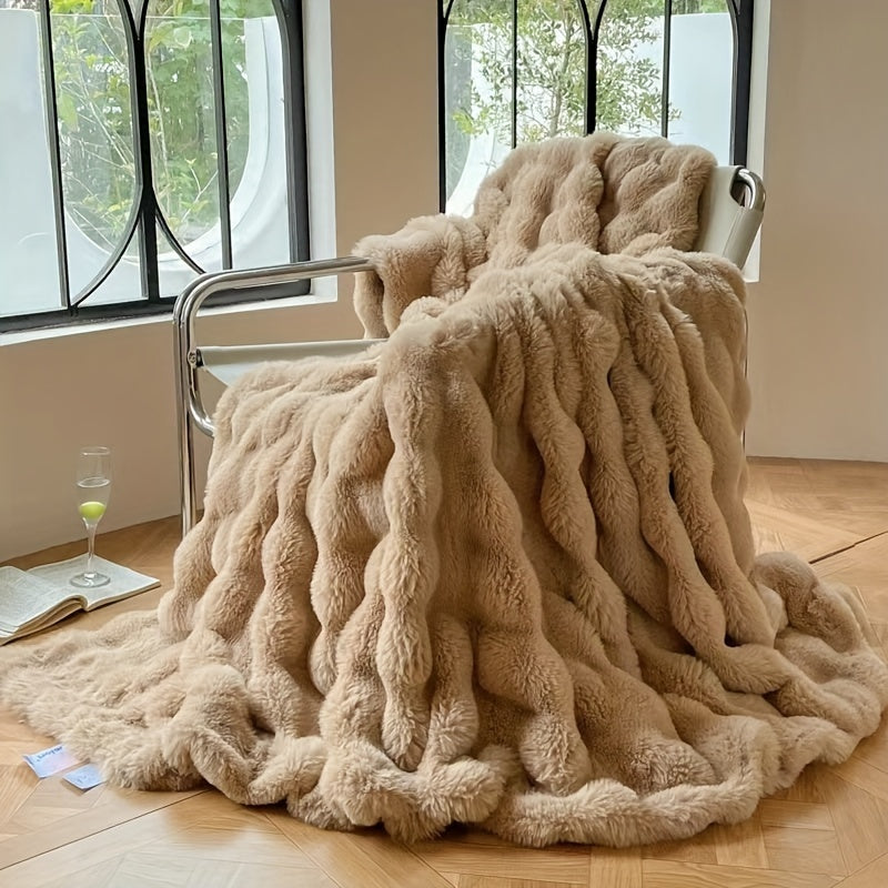 Bubble-Fleece Kuscheldecke - Plüschige Weiche Couchdecke