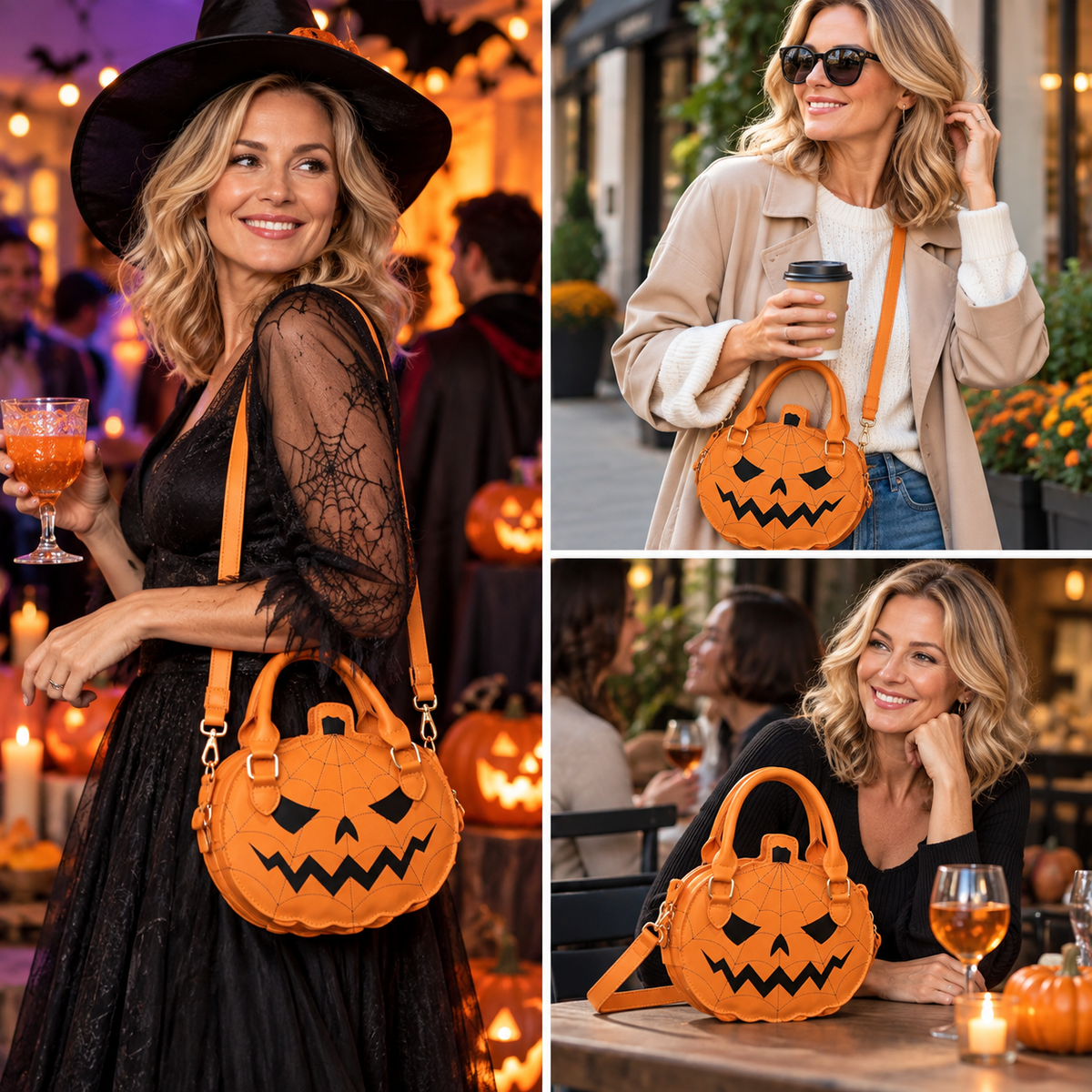 Kürbis-Handtasche aus Kunstleder - Halloween-Accessoire