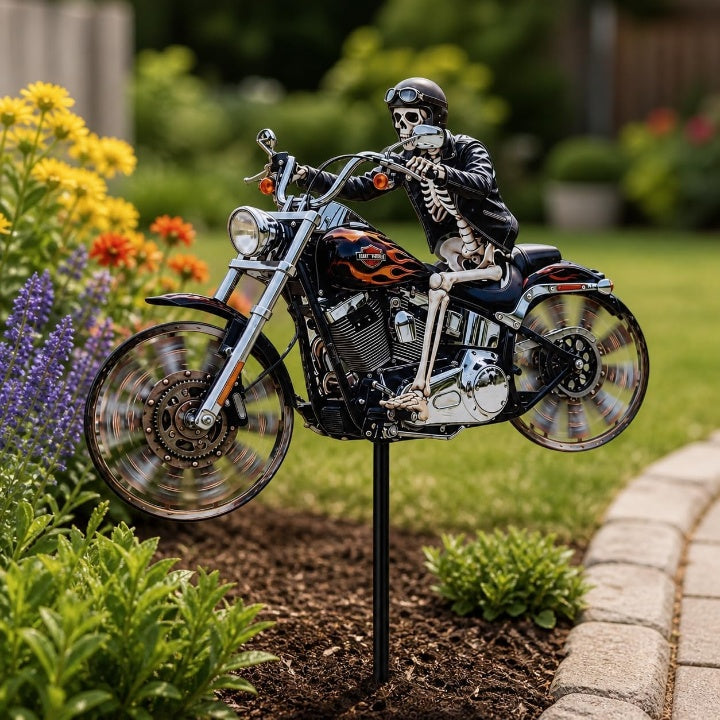 Skelett-Reiter Motorrad Garten-Windspinner