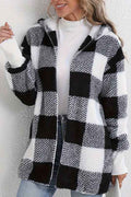 Cappotto midi in tweed con cappuccio morbido per un look confortevole e alla moda