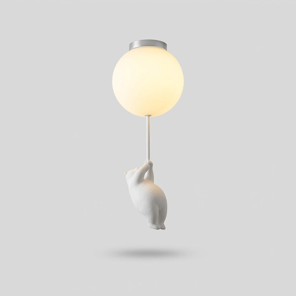 Minimalistische Metall-Deckenleuchte mit Bärenfigur