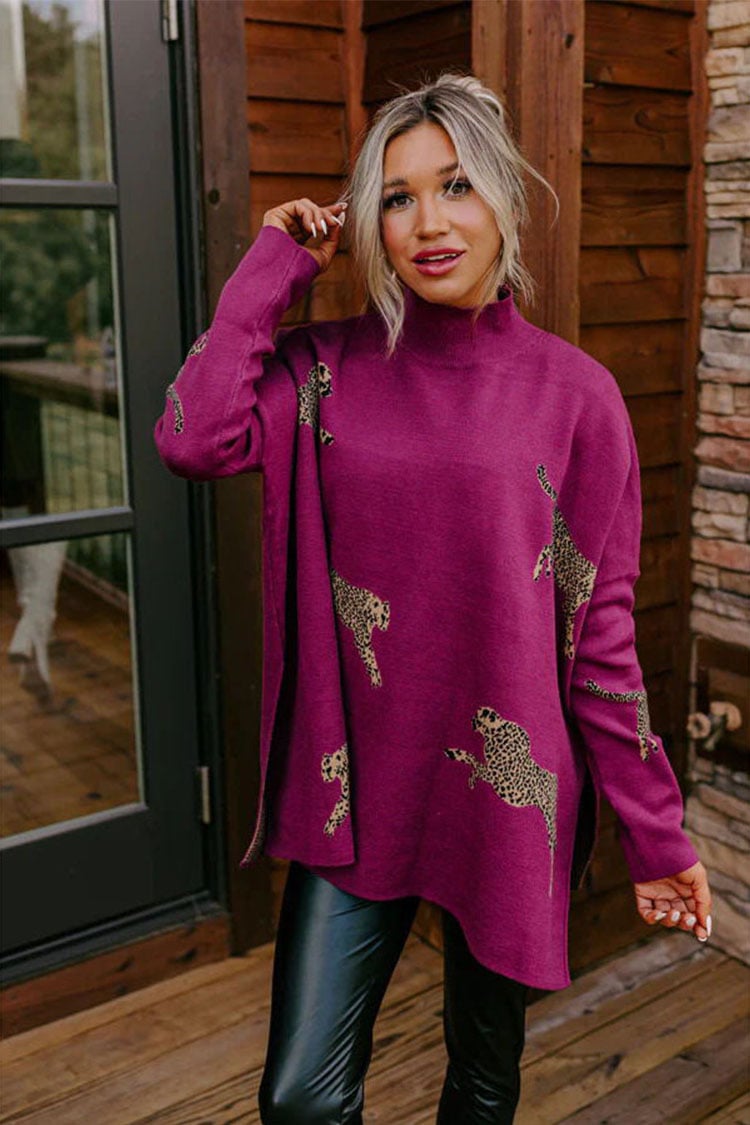 VIDA – Lässiges Vintage-T-Shirt mit Tiger- und Leopardenmuster