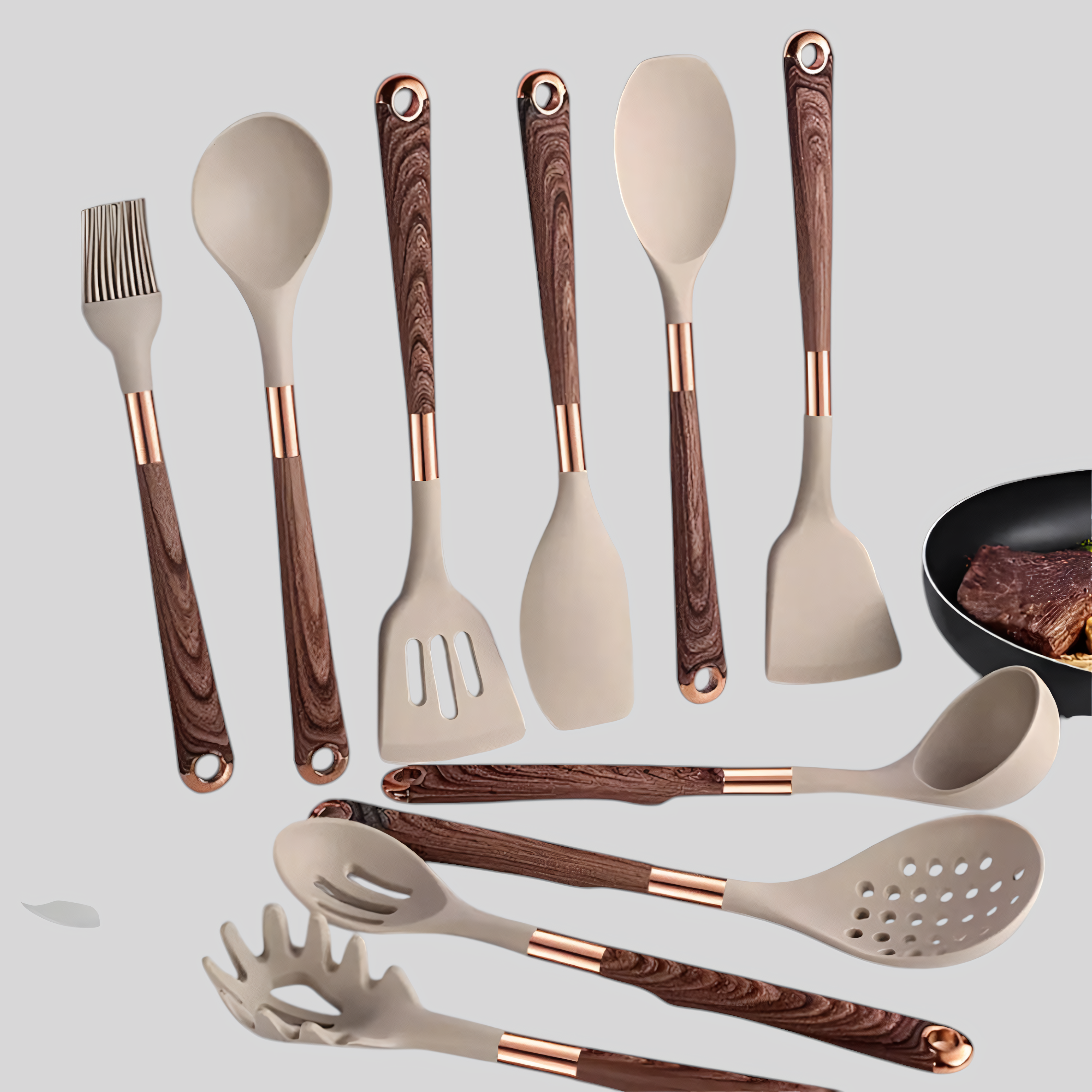 Kochutensilien Set Silikon 10-teilig - Hitzebeständig Ergonomisch