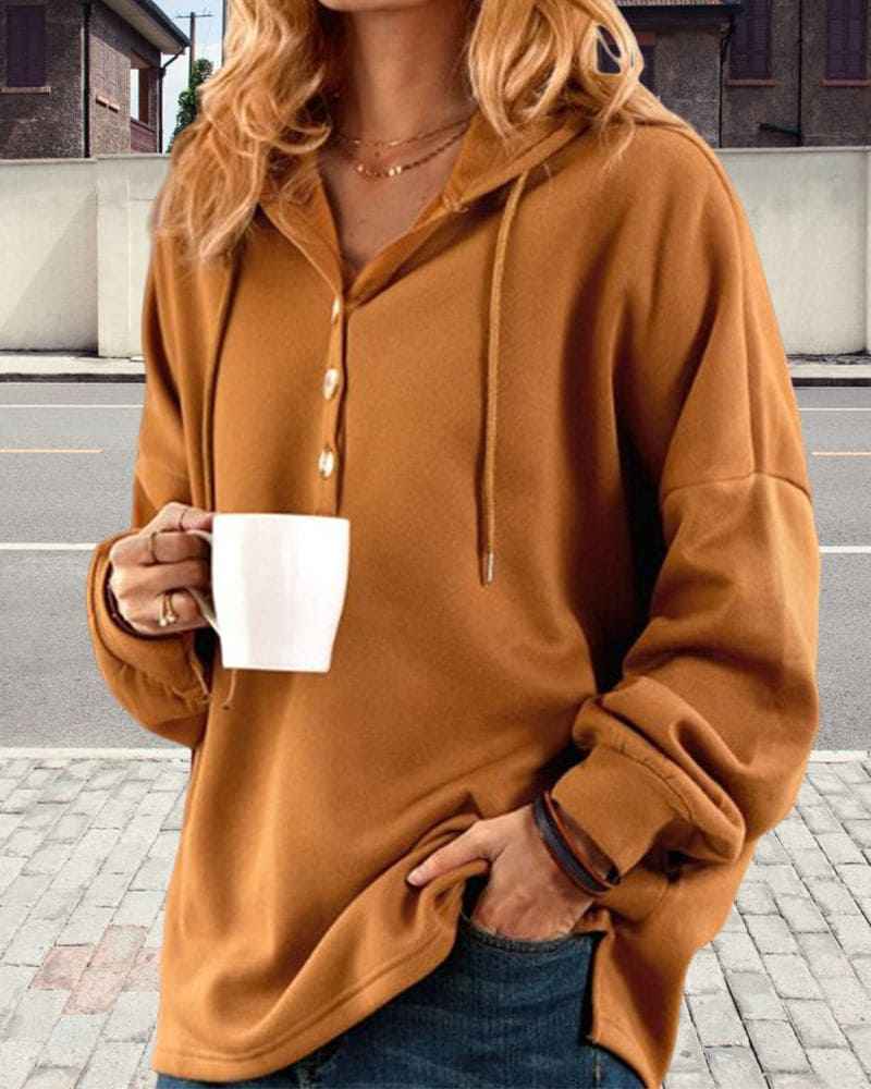 Eleganter Damen-Kapuzenpullover mit stilvollen Knöpfen