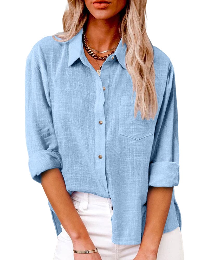 Damen Lockere Bluse - Casual Hemdbluse mit weiter Passform