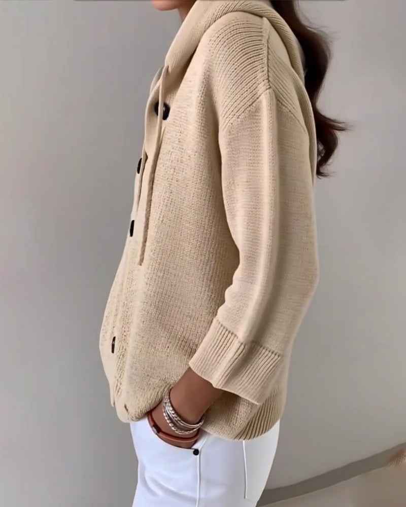 Hooded Single-Breasted Cardigan