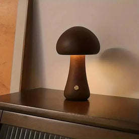 Kabellose Tischlampe Mushglow in Pilzform - Holz und Schaumstoff, Dimmfunktion, wiederaufladbar via USB