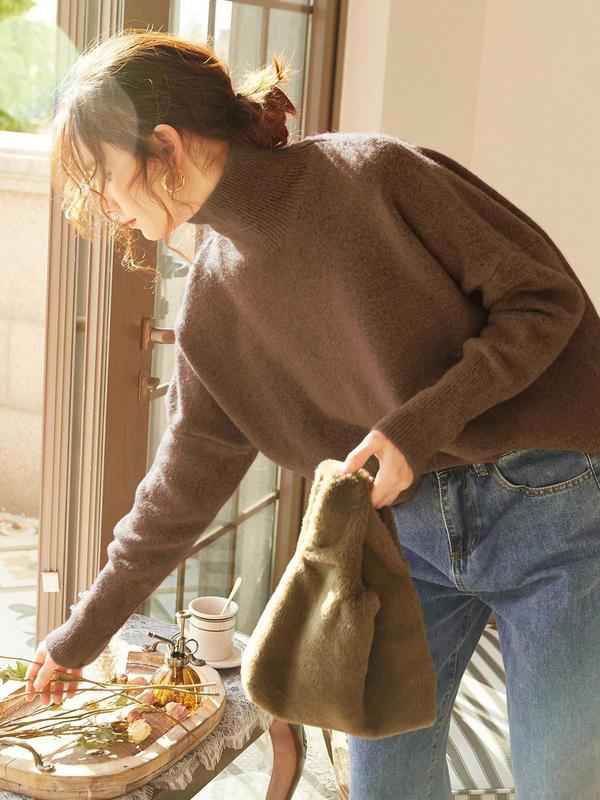 CAMILLE™ - Women High Neck Loose Knit Pullover Sweater