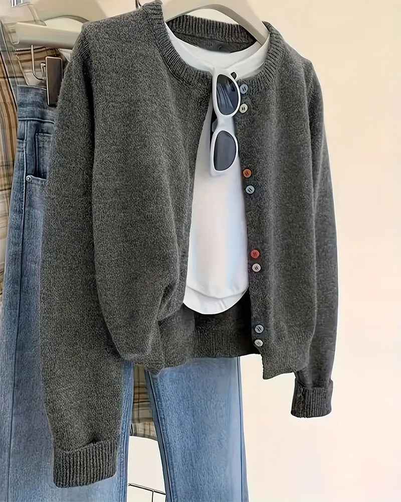 Fit Solid-Farbe Long-Sleeve Cardigan