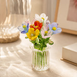 Miniatur Glasblumen Set - Mundgeblasene Blüten mit Vase, ewig schön