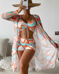 3-teiliges bedrucktes Bikini-Set