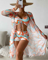 3-teiliges bedrucktes Bikini-Set
