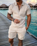 JON – Ensemble polo med reverskrave og matchende shorts til en afslappet og trendy stil