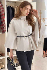 Elegant wool cape with belt