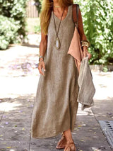 ADRIANA | Langes Sommerkleid mit fließendem Schnitt und natürlichem Stil für sonnige Tage