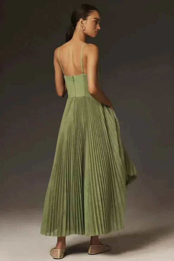 Isabella Falten-Tüll-Midi-Kleid – Elegant, Fließend & Zeitlos