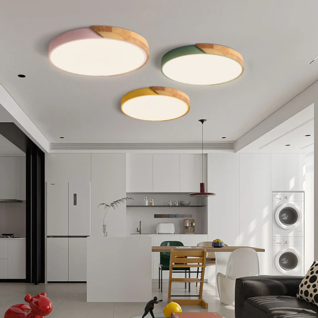 Delos - Elegante skandinavische Holz-LED-Deckenleuchte für moderne Innenräume