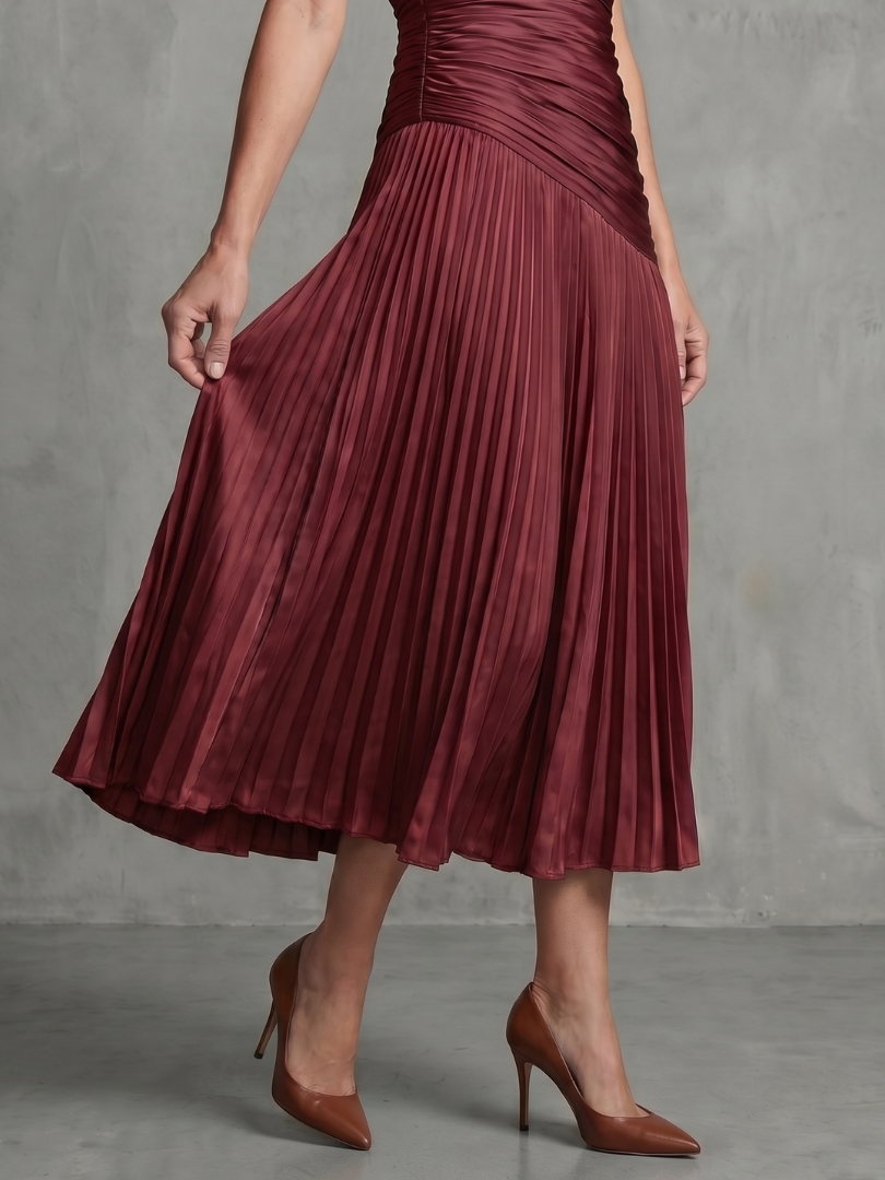 Theodora | Gestreiftes Midikleid mit plissierter Taille