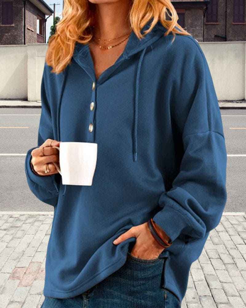 Eleganter Damen-Kapuzenpullover mit stilvollen Knöpfen