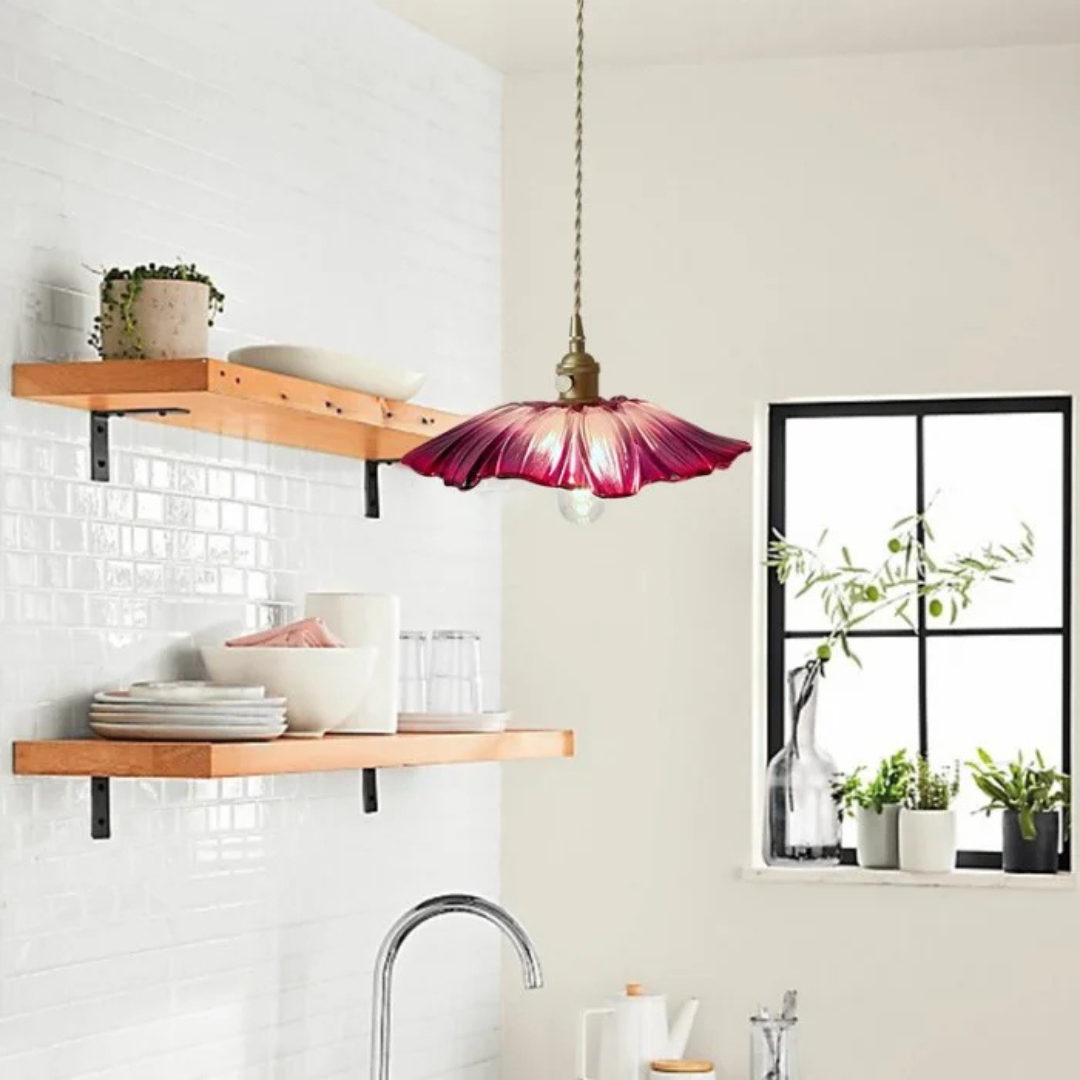 Myloq - Vintage Lotus Design Glas-Hängelampe für eine stilvolle Atmosphäre