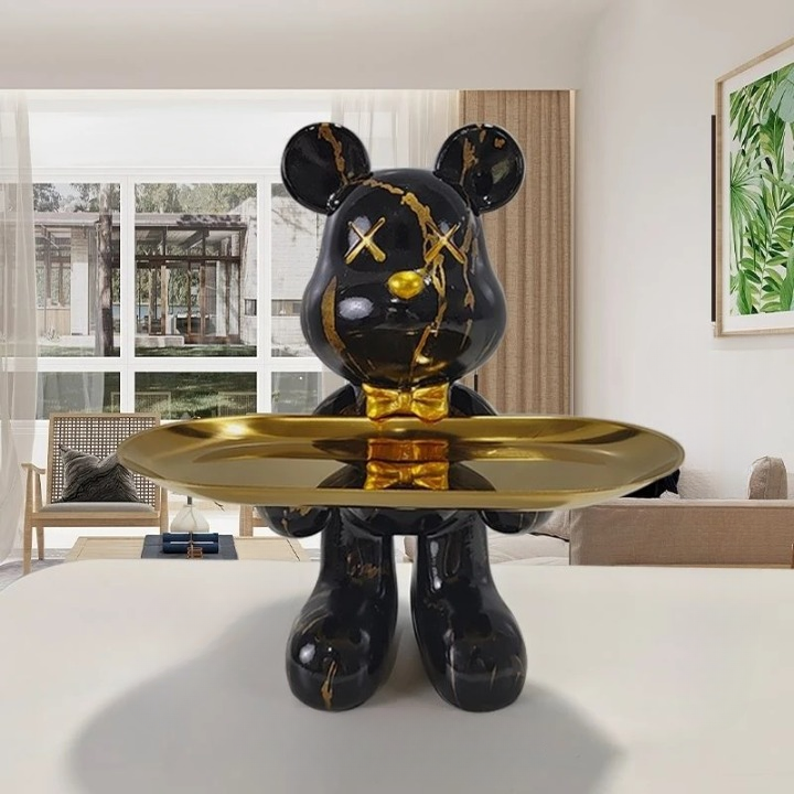 CraftBear - Elegante Bären Skulptur mit dekorativer Ablage