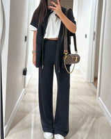 Elegantes Oberteil und Hose mit elastischem Bund
