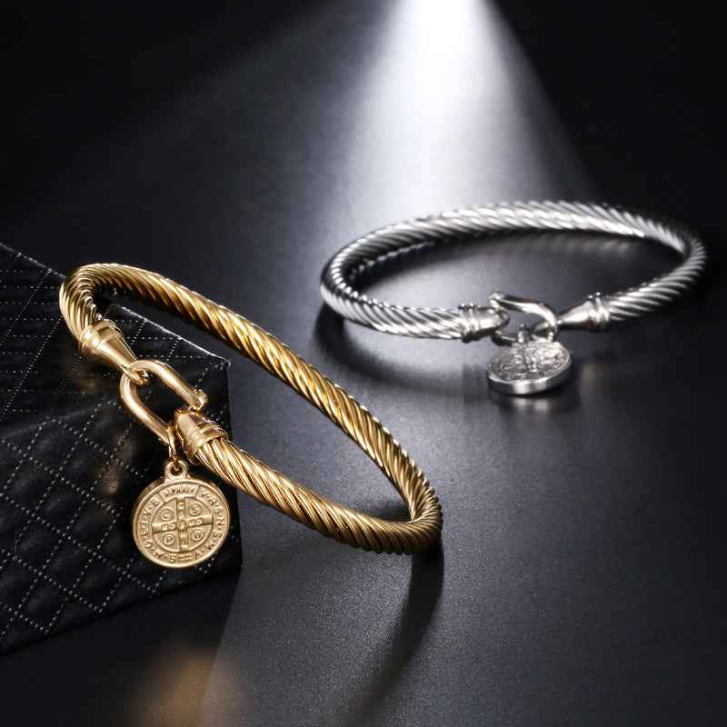 Bedelarmband Heilige Benedictus Goudkleurig - Religieuze Herren/Damen Armband